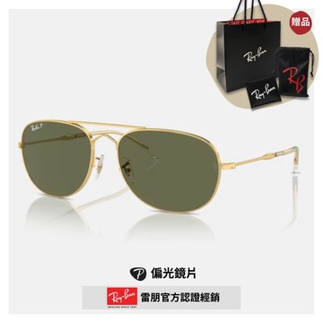 【RayBan 雷朋】飛行員圓形金屬偏光太陽眼鏡(RB3735-001/58 60mm 偏光鏡片)