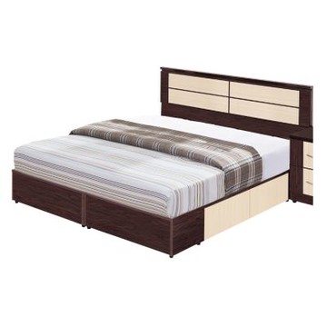 文創集-南亞塑鋼     艾格 南亞塑鋼5尺雙人二抽屜床台組合(床頭片＋側開二抽床底＋不含床墊)-152.8x192.5x91cm免組