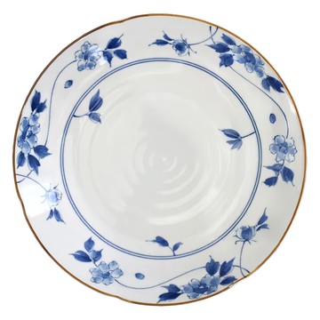 美濃燒 染付桔梗大湯皿 日本製 滿水容量1600mL  白色  29.4 x 5.7cm  1個  白色 + 藍色