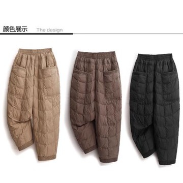 時尚洋氣棉褲女外穿冬季通勤簡約加棉休閑哈倫褲顯瘦媽媽長褲
