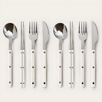 Aide L Fleur 雙人餐具8件組 象牙白  勺子 2p + 筷子 2p + 叉子 2p + 刀 2p  1組