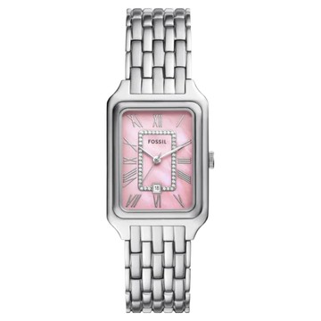 FOSSIL Raquel 銀韻女伶嫣粉女錶 不鏽鋼錶帶 ES5401 26mm  粉色 + 銀色