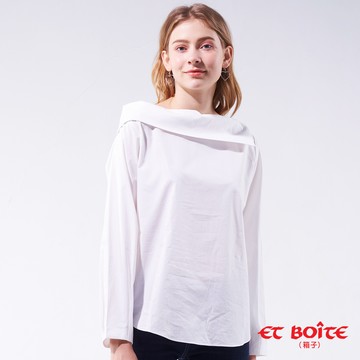 【單一特價】不對稱領造型襯衫(白)- BLUE WAY ET BOîTE 箱子