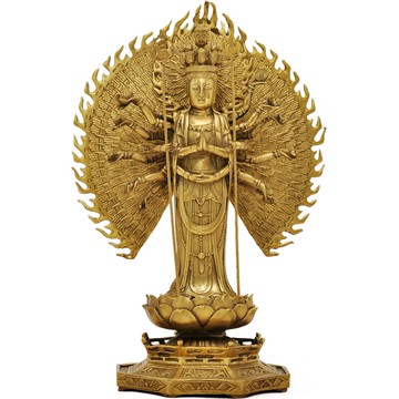 純銅站千手觀音佛像擺件南海觀音菩薩居家客廳裝飾品佛堂寺廟供奉