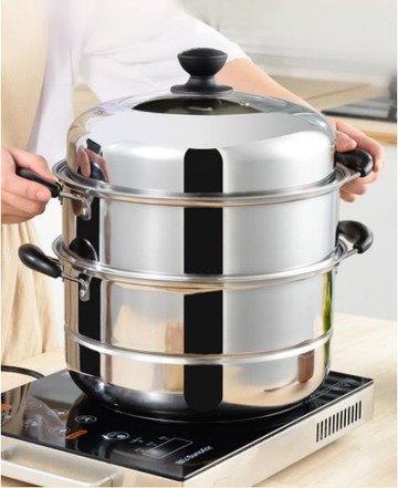 蒸籠 蒸鍋30cm不銹鋼家用復底三層加厚2小3層饅頭的蒸籠大號煤氣灶用【摩可美家】