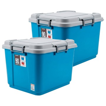 KEYWAY 聯府 海力士滑輪整理箱 90L  608 x 503 x 447mm  藍色  2個