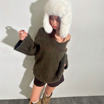 IN SHOP 大V領豹紋毛衣-共2色【KT224751】