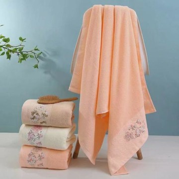 精致刺繡花毛巾洗臉面巾成人情侶洗澡包頭柔軟吸水珊瑚絨速干浴巾
