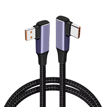 1m USB to TYPE-C 雙彎頭充電線 手遊充電線 彎頭充電傳輸線 編織充電線 高速傳輸快充線 1m