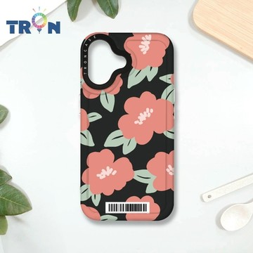 TRON IPHONE 16 平塗手繪花朵A款 防摔 MAGSAFE 磁吸 太空載具殼 透白 手機殼