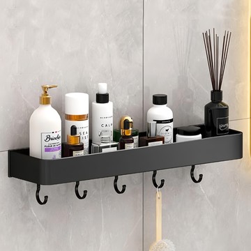 超級工廠 壁掛置物架 有鈎 60cm 黑色  1個