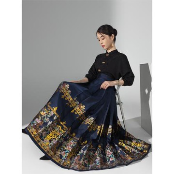 醉雨朵原創【花開富貴】明制重工仿妝花馬面裙日常漢服女2025新款