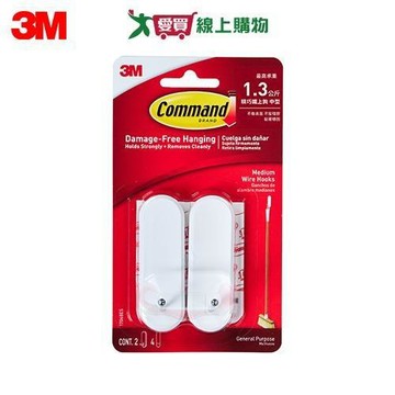 3M 無痕精巧鐵上鉤中型17068ES 無痕掛勾 鐵鉤 廚房掛鉤 牆面掛鉤【愛買】