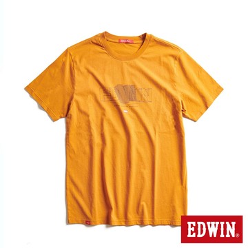 EDWIN 中性款 網路獨家 3D立體毛邊線條LOGO短袖T恤(黃褐色)