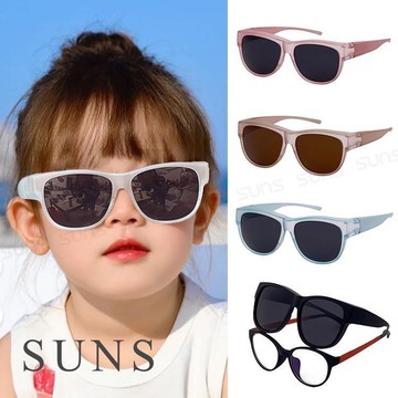 【SUNS】兒童偏光墨鏡 全包覆式 可套近視眼鏡/抗UV/防眩光 S279
