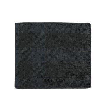 BURBERRY 經典格紋帆布對開零錢袋短夾(海軍藍) 8073284 A2519