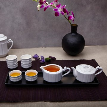 雲龍如意茶具組 / 雪花白 / 一壺+六杯+茶海