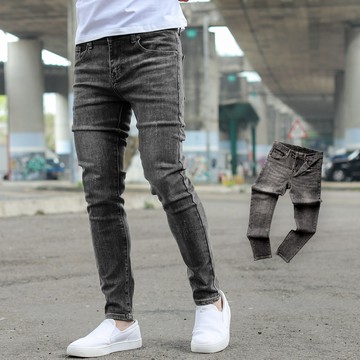 【NB1672J】黑灰色素面無破合身版彈性牛仔褲(SS-G9912)