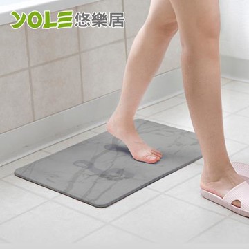 YOLE悠樂居-珪藻土浴室吸水防滑腳踏地墊-黑大理石紋2入