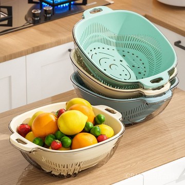 🔥可開發票#雙層洗菜盆瀝水籃多功能廚房傢用新款水果盤客廳濾菜簍淘洗菜籃子#免運