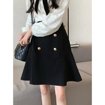 半身裙女傘裙黑色西裝短裙小個子中長裙遮肚遮胯a字裙胖mm魚尾裙