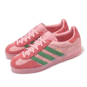 adidas 休閒鞋 Gazelle Indoor W 女鞋 粉 綠 麂皮 復古 三條紋 愛迪達 IG6782