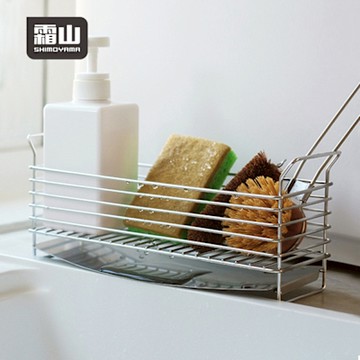 日本霜山 304不鏽鋼菜瓜布瀝水架/水槽窄邊置物架