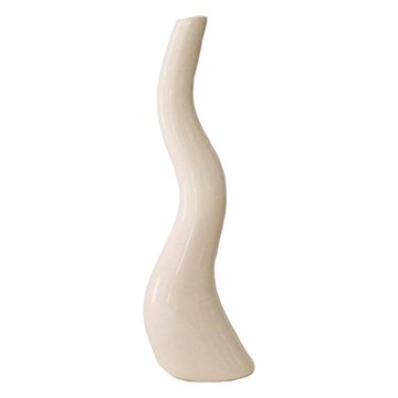 造型花器 日本製造 陶瓷  8 x 27cm  白色