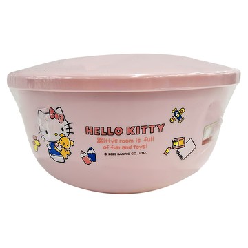 Sanrio 三麗鷗 Hello Kitty 凱蒂貓 不鏽鋼環保隔熱碗 304不鏽鋼材質 食品級PP塑膠上蓋  1個
