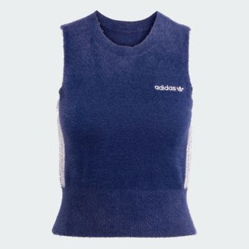 Adidas 愛迪達 Fluffy Vest JY2842 女 背心 針織背心 深藍 亞版 穿搭