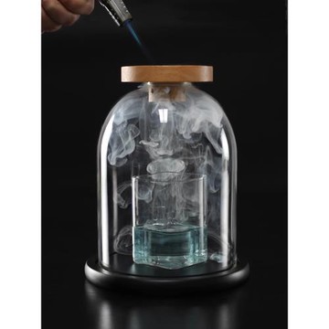 創意酒吧調酒師洋酒威士忌冰球雞尾酒增香木蓋分子調酒煙熏玻璃罩