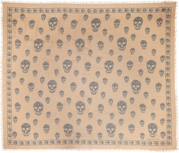 McQueen 驼色 & 灰色 CA Skull 围巾