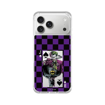 iPhone 17 Pro Max ClearX (MagSafe 兼容) 晶透白 - Joker - 小丑與蝙蝠俠撲克牌 - 棋盤風格