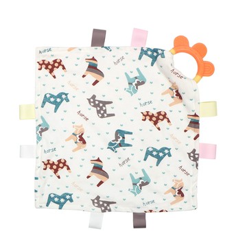 Vanibaby - 豆豆絨咬咬安撫巾（固齒器/標籤）-木馬