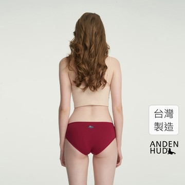 【Anden Hud】Timeless Elegance．花邊中腰三角內褲(海鹽紅-網球帽) 純棉台灣製