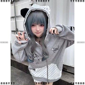 超實惠 十 女外套 衛衣外套 帽T 宅萌風刺繡可愛貓咪寬鬆百搭連帽開衫衛衣秋冬季外套學院休閒上衣