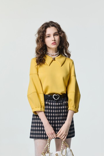 花粉黃長袖上衣