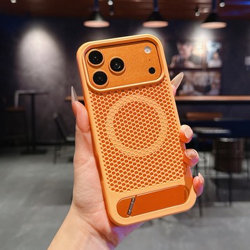 新升級 鏤空散熱 一字支架 磁吸 防摔殼 適用於 iPhone 17 16 Pro Max 手機殼 i17 散熱 保護殼