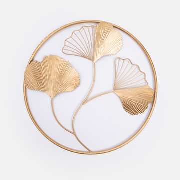 查莉金屬牆面飾品40cm 銀杏葉金色