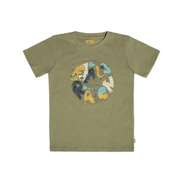 ├登山樂┤瑞典Fjallraven Kids Forest Findings T-shirt 兒童有機棉T恤 # FR80536-622 淺橄欖