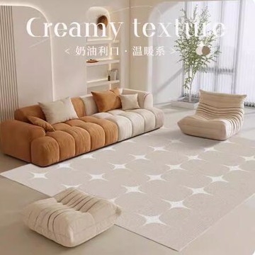 圈绒地毯客厅高级轻奢茶几毯简约奶油风家用地垫免洗ins卧室地毯