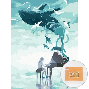 Artjoy DIY數字油畫 30 x 40 cm  1個  鯨魚與鋼琴