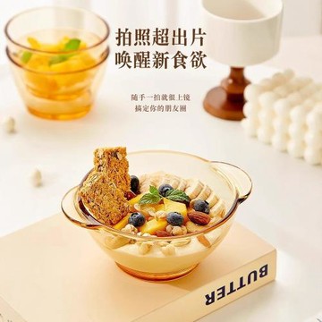 酸奶碗高顏值早餐甜品碗高級感精致家用水果沙拉碗玻璃碗雙耳碗