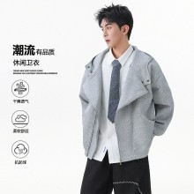美式高街斜拉鏈連帽衛衣男女春