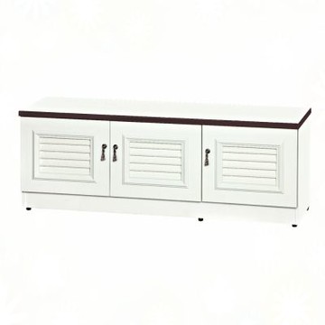 文創集-南亞塑鋼     皮尼 南亞塑鋼4尺百葉三開門座鞋櫃-121.2x37x45cm免組