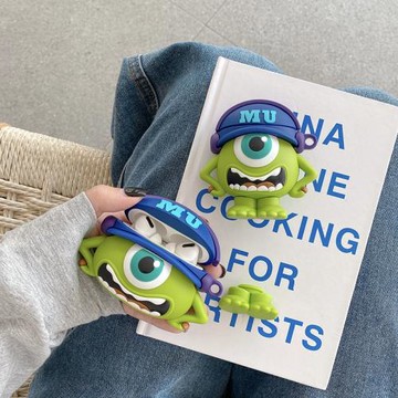 綠色大眼仔適用airpods保護套airpodspro保護殼airpods3硅膠軟殼2二蘋果無線藍牙耳機套ipod三代可愛卡通動漫