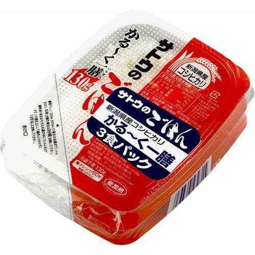 サトウ食品 サトウのごはん 新潟県産コシヒカリ かる〜く一膳 130g 3食パック×24個 (12個入×2 まとめ買い) 〔パックごはん〕