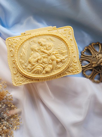 美國西洋古董飾品 / 維多利亞法式情侶賽璐珞塑料珠寶盒/復古首飾