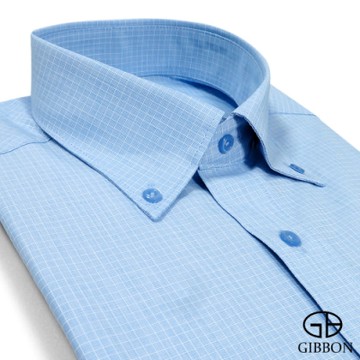GIBBON 精紡格紋長袖襯衫‧藍色
