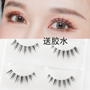 兔奶奶簇狀GM05透明梗假睫毛長度卷翹仿真自然磨尖交叉眼尾長款
